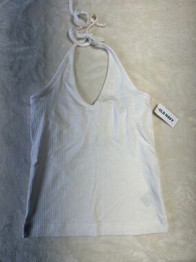 Old Navy White Ribbed Halter Camisole